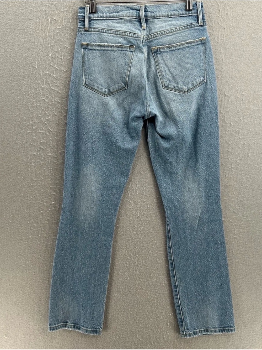 Frame Denim Light Blue Distressed Straight-Leg Jeans - Picture 2 of 3